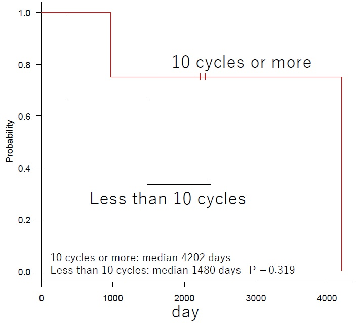 Subgroup Analysis of OS in 10 Cycles or More and Less than 10 Cycles