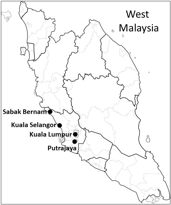 Study Locations in Peninsula (West) Malaysia